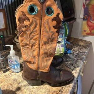 Tony Lama Brown and orange Leather Boots